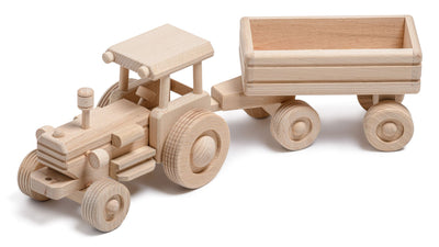 Handmade Large Wooden Truck Toy HOME AND GARDEN Prestige Wicker Tractor with Trailer 